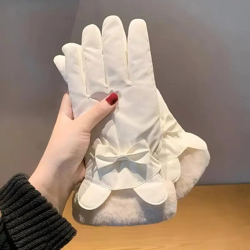 1 Pair Women's Winter Warm Gloves,Thick Fleece Lined,Touchscreen,Non-Slip Windproof,Fashionable Outdoor Gloves for Autumn/Winter