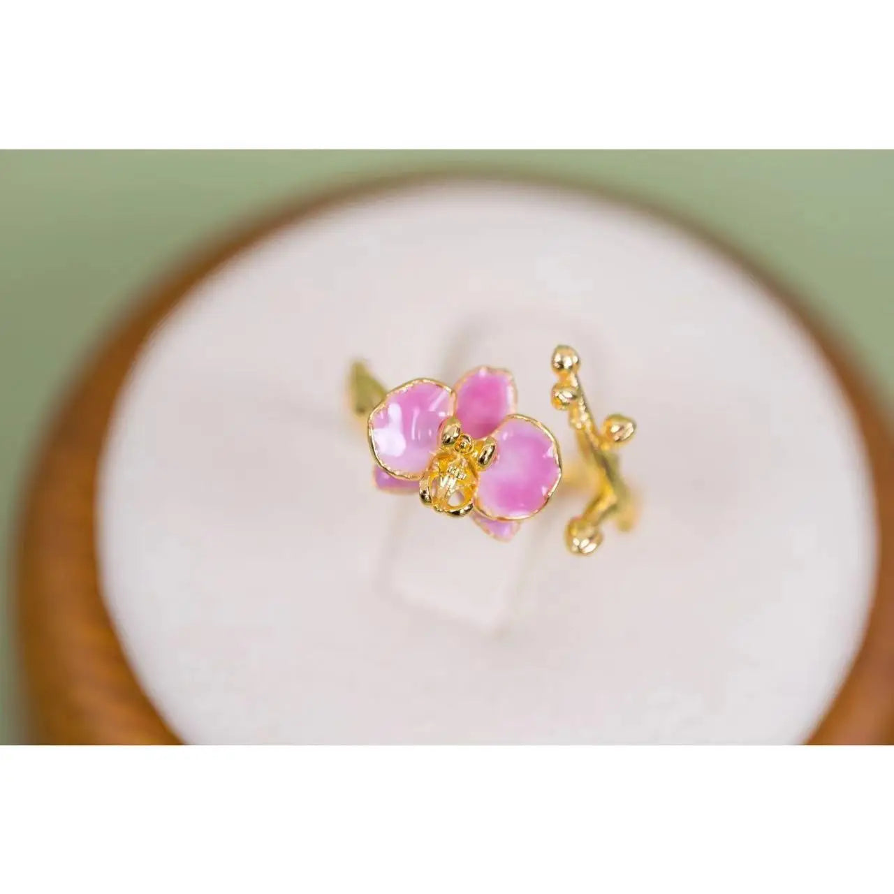 Retro Enamel Butterfly Orchid Flower Ring for Women Fashion Simple Pink Color Adjustable Open Finger Ring Party Weeding Jewelry