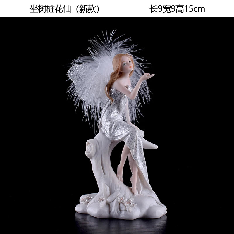 Fairy Beauty Angel Ornaments Resin Doll Cute Girl Wedding Gift Decorative Home Accessories Things For Room Decoration
