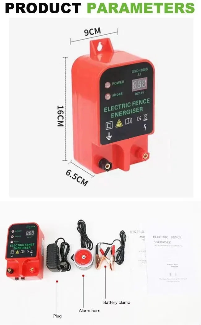 10km Farm Electric Poultry Equipments Portable Power Solar Panel Electric Fence Energizer Metal Garden Fence Fence Accessories