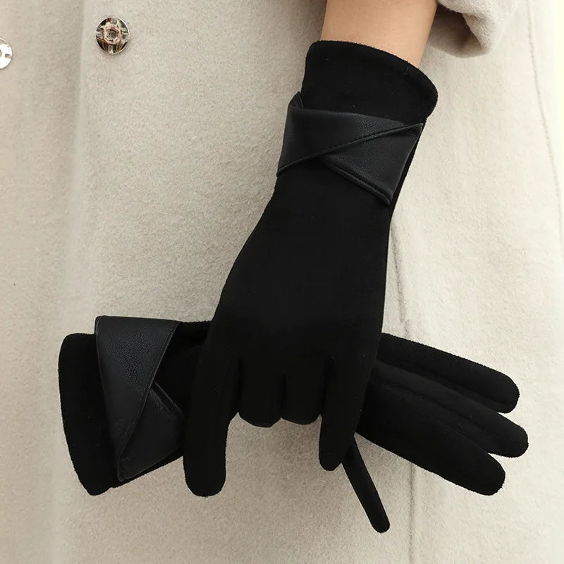 Women Winter Keep Warm Touch Screen Gloves Lady Fashion Elegant Retro Cycling Drive Protection From Cold Thicken