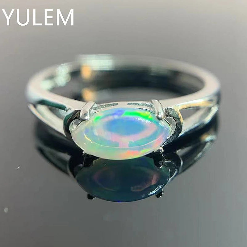 Natural Opal Ring 4*8mm Natural Maquise Gemstone Silver Ring 925 Silver Opal Ring