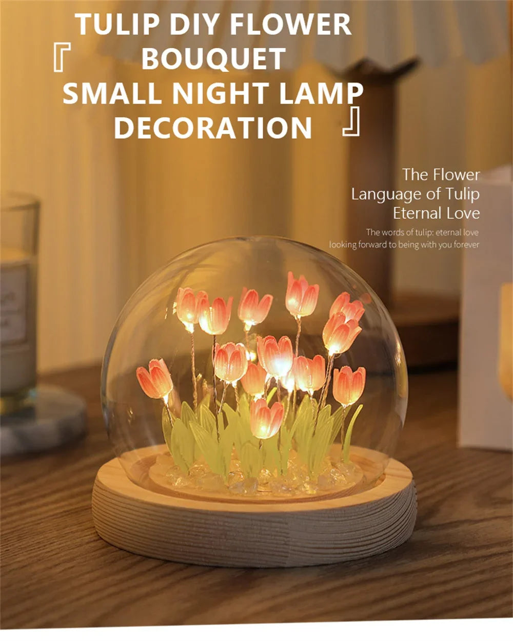 Artificial Tulip Flower Night Light Handmade DIY Bedside Lamp LED Night Lamp Bedroom Decor Christmas Birthday Gifts Table Lamp (Free Shipping) ššš¹ (Free Shipping) ššš¹