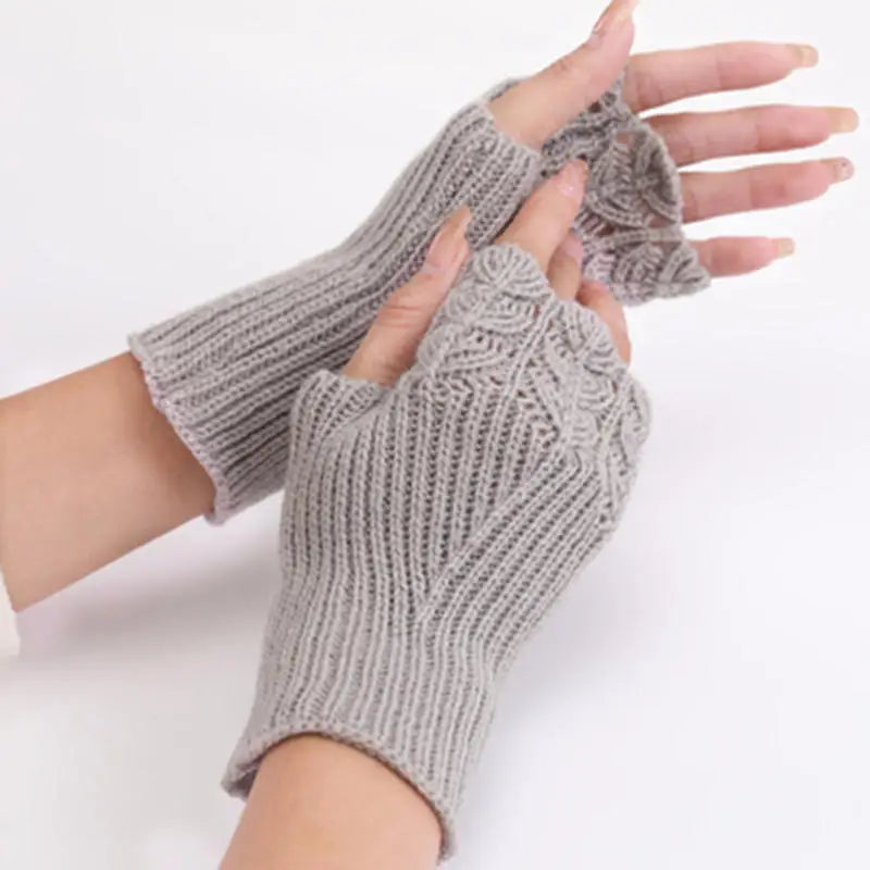 Women Knitted Warm Half Gloves Autumn Winter Fingerless Gloves Arm Sleeve Girls Fashion Casual Accessories Mittens