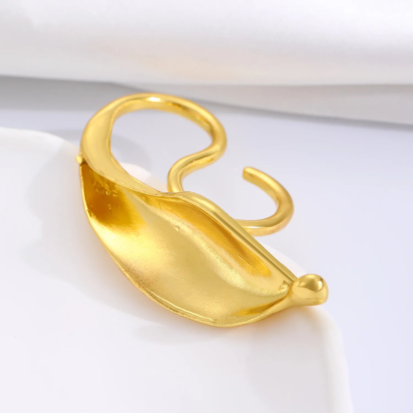 Exaggerated Geometric Frosted Large Leaf Shaped Rings Gothic Gold Silver Color Large Irregular Ring Jewelry Accessories