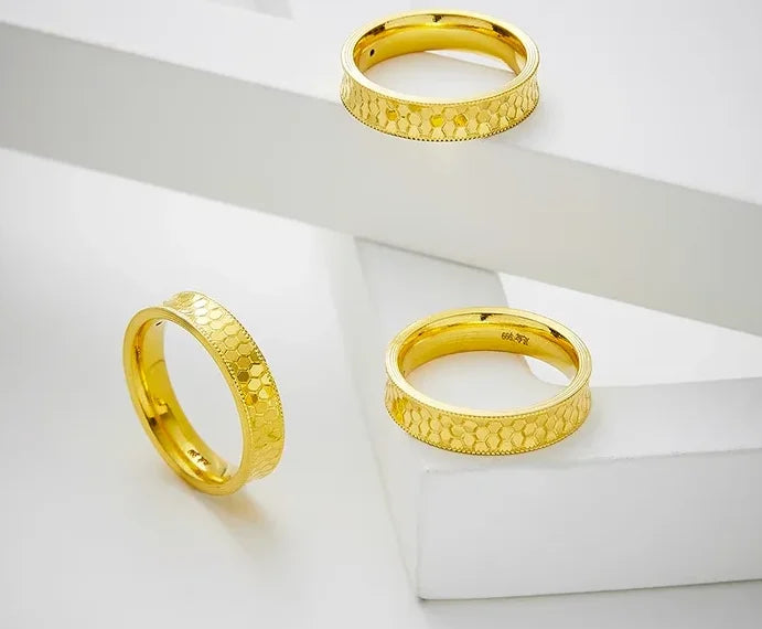 real gold 999 wedding jewelry fine gold wedding rings for couples 24k pure gold finger ring for lovers