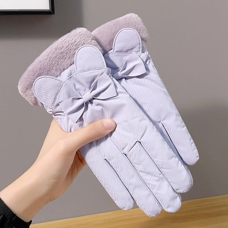 1 Pair Women's Winter Warm Gloves,Thick Fleece Lined,Touchscreen,Non-Slip Windproof,Fashionable Outdoor Gloves for Autumn/Winter