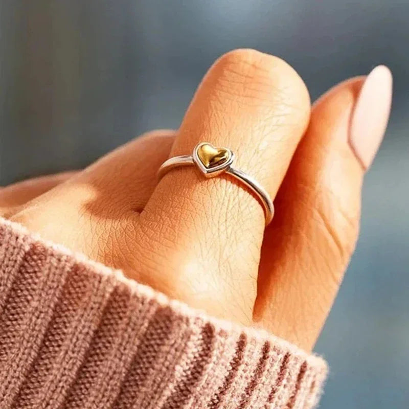Vibrant Gold-Filled Silver Heart Ring