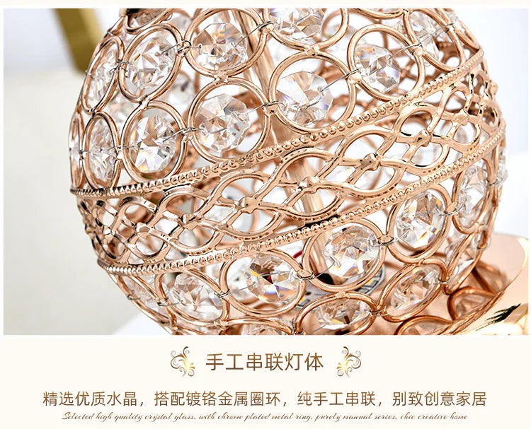 European-Style Crystal Table Lamp Ins Simple Modern Bedroom Warm Romantic Fashion Creative Decorative Bedside Lamp