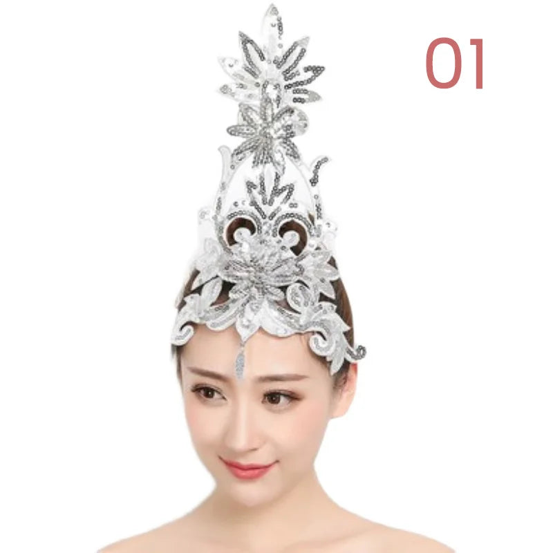Women Yangko Folk Dance Tiara Dance Classical Dance Head Flower Headdress Opening Dance Show Stage Performance Hair Accessories