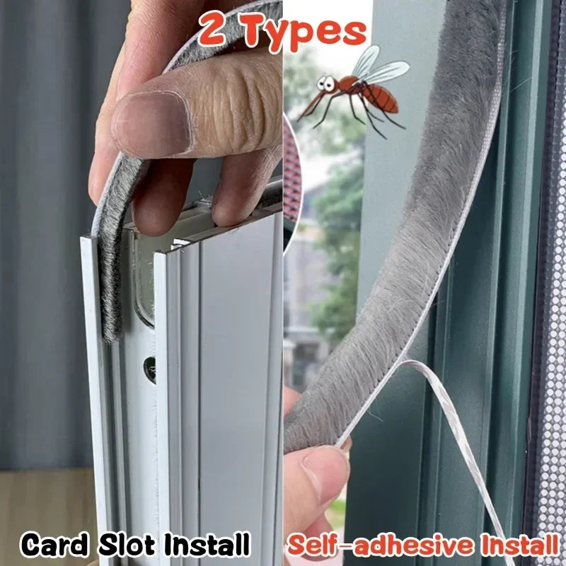 10M Aluminum Sliding Door Window Brush Seal Strip Weatherstrip Draught Excluder Dustproof Card Slot Sealing Tape Door Gasket