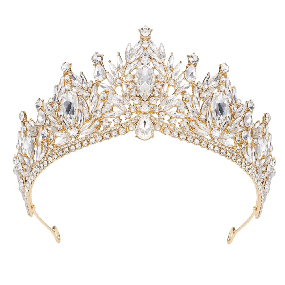 Luxury Baroque Queen Tiaras Elegant Adjustable Alloy Princess Crown European Style Dazzling Bridal Headwear Birthday Party