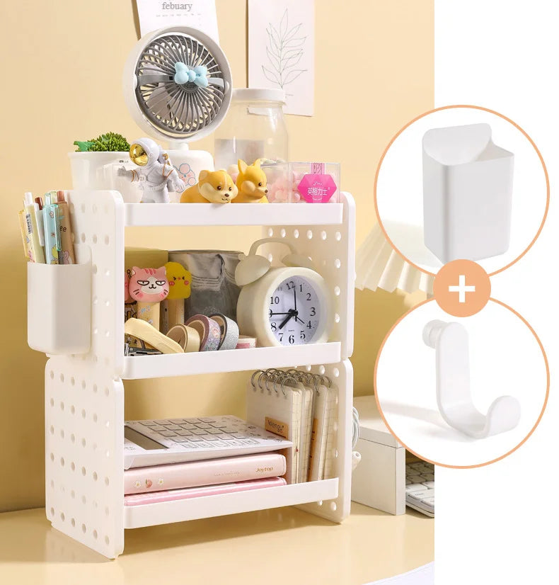 New Multi-functional 3-tier Desktop Organizer, Desktop Shelf, Hole Board, Pen Holder Office Desk Organizer, Desk Desk Organizer