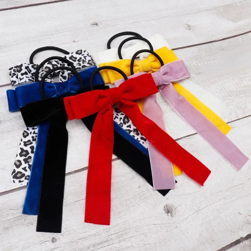 1Pcs Cute Bows Hair Ties For Girls Elastic Kids Hair Bands Holders Shine Headwear Girl Hair Accessories Scrunchie Ornaments Gift