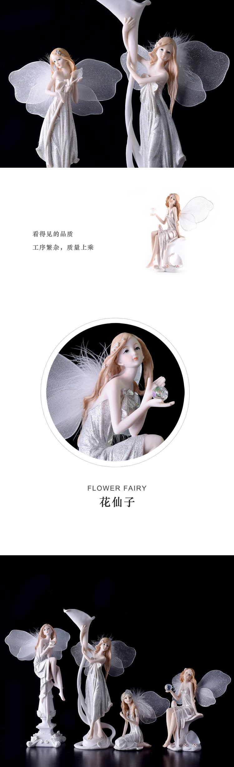 Fairy Beauty Angel Ornaments Resin Doll Cute Girl Wedding Gift Decorative Home Accessories Things For Room Decoration