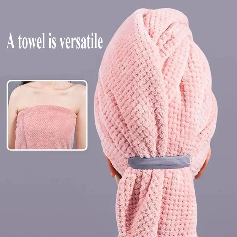 Toalla de microfibra para el cabello, envoltura extragrande de secado rápido con banda elástica, turbante suave Ultra absorbente