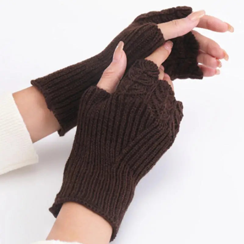 Women Knitted Warm Half Gloves Autumn Winter Fingerless Gloves Arm Sleeve Girls Fashion Casual Accessories Mittens