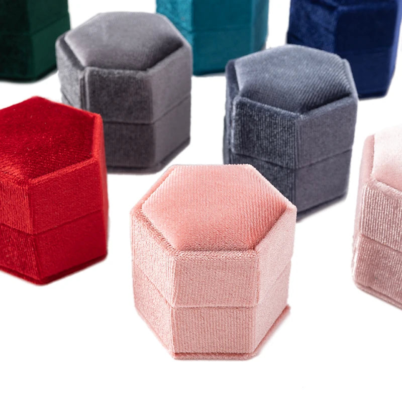Velvet Single Ring Box Gift Jewelry Organizer Packaging for Wedding Ceremony Engagement Display Storage Supplies Accessories