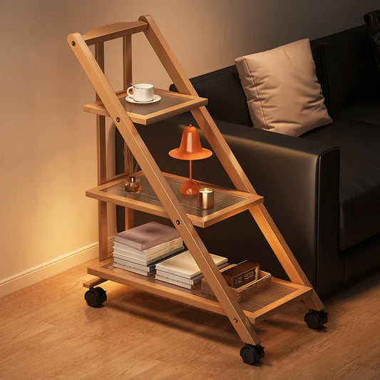 Multifunctional Foldable Storage Holders Multilayer Household Landing Organizer Indoor Mobile Night Table Living Room Furniture