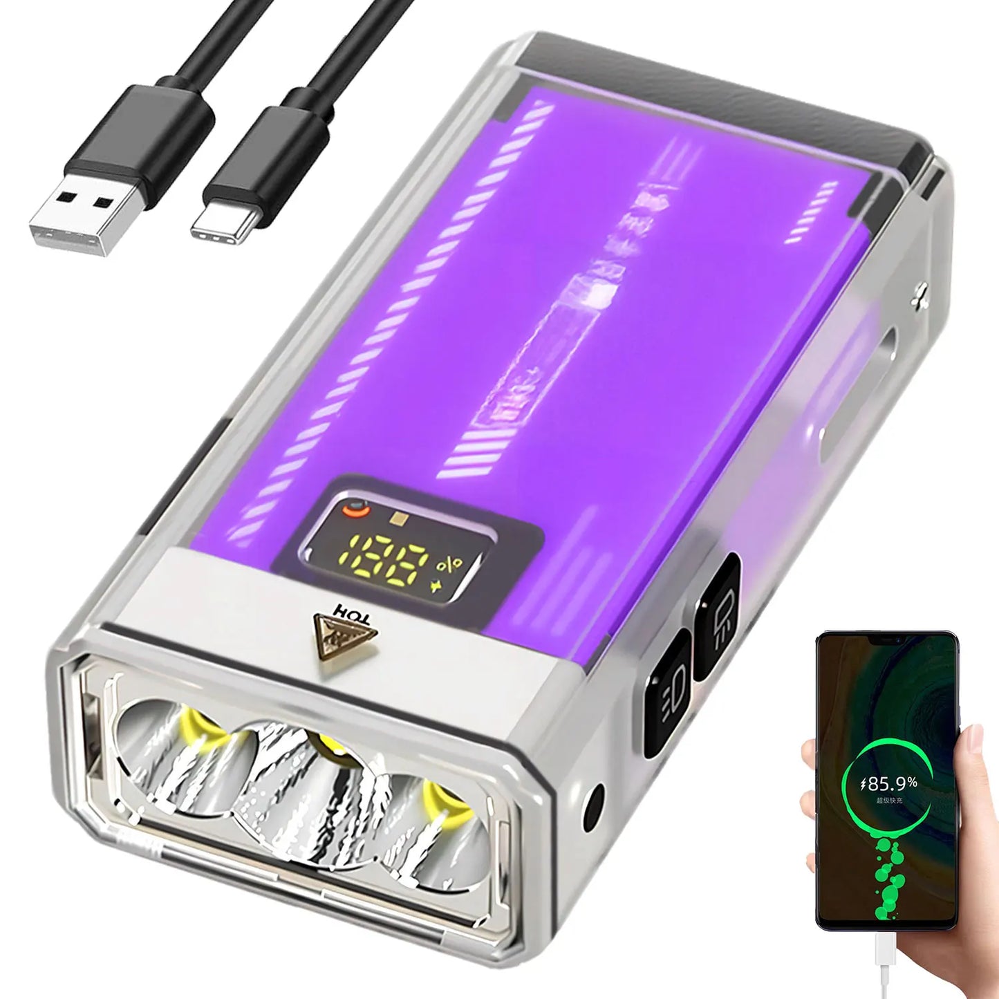 Super Bright Three P50LED flashlight four light sources Work Lamp with Magnet SOS Power Bank Waterproof Emergency Flashlight