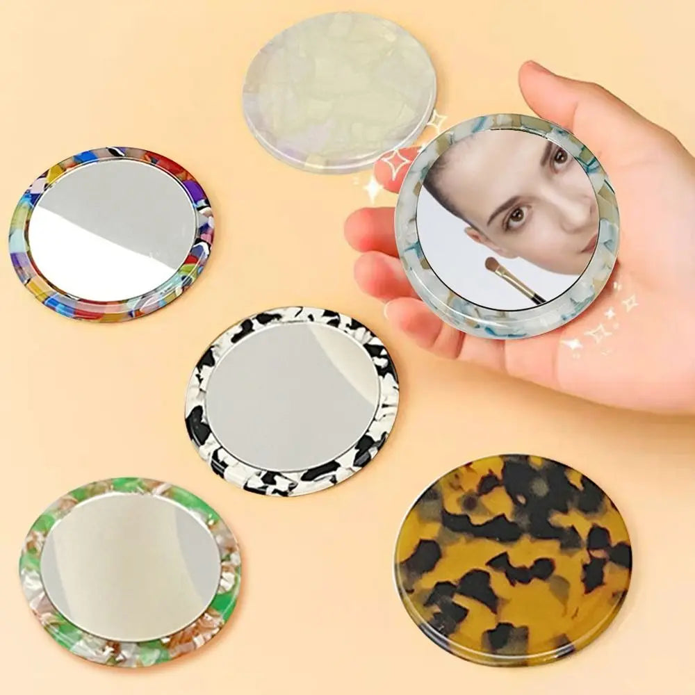 Travel Accessories Simple Acetate Makeup Mirror Portable Round SPA Salon Compact Mirrors Mini Cute Cosmetic Vanity Mirror