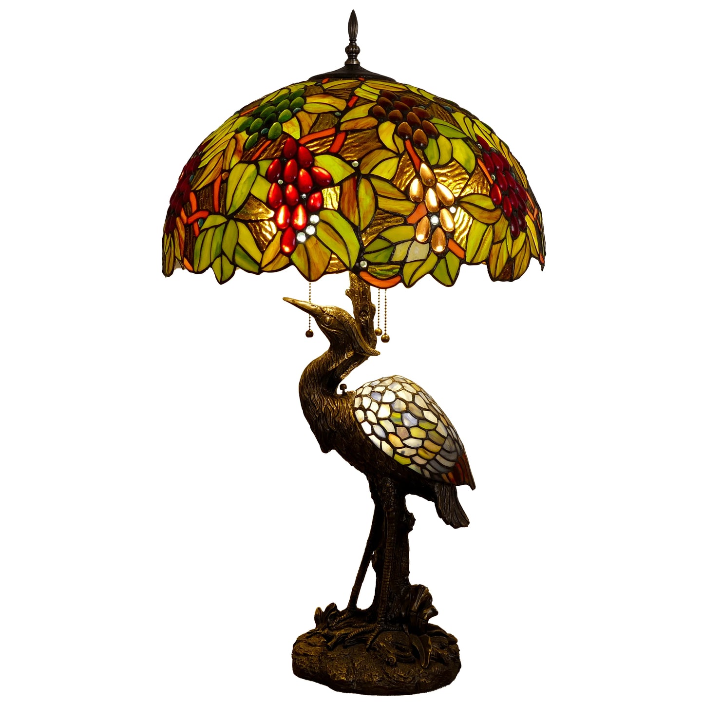 30-Inch  Table Lamp Traditional American Style Living Room Bedroom Study Lamp Luxurious Villa Hotel Stained Glass Lamp
