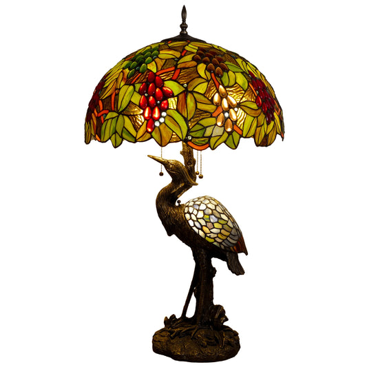 30-Inch  Table Lamp Traditional American Style Living Room Bedroom Study Lamp Luxurious Villa Hotel Stained Glass Lamp