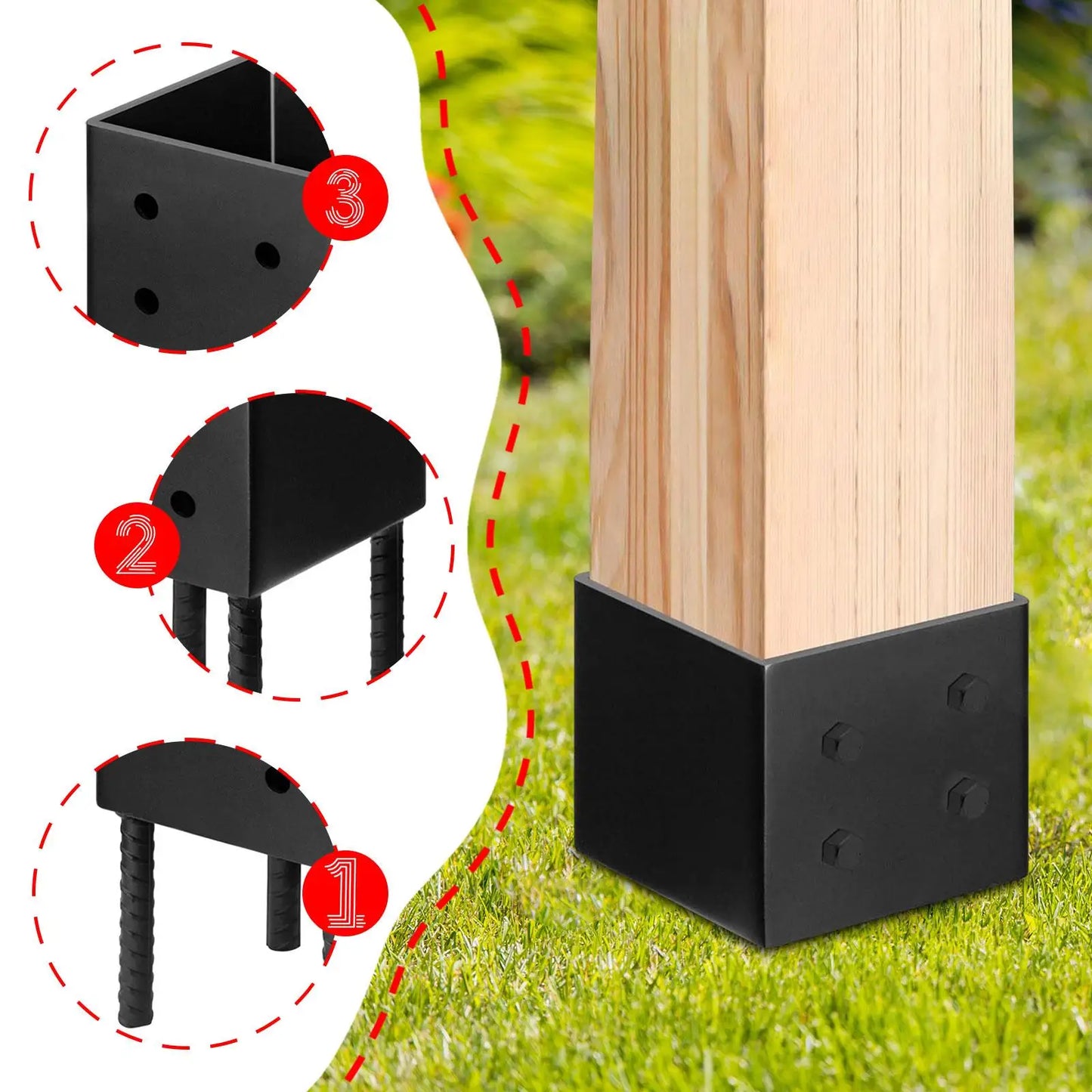 Post Base Heavy Duty for 6x6 Nominal Lumber Ground Spike Fence Post Holder for Terrace Pergola Deck Railings Wood Gazebo Fences