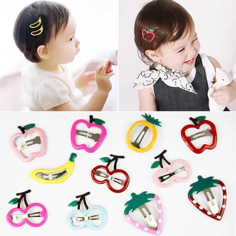 5PCS Kids Fashion Sweet Fruits BB Hairpin Hair Clips Fot Girls Korean Cute Strawberry Bb Hair Pins New Headwear Hair Accessories