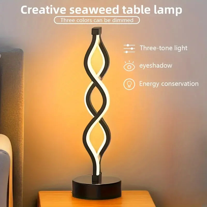 Modern LED Table Lamp Creative Spiral Table Light Soft Light Protection for Eyes 3 Color Dimming for Home Office Night Light