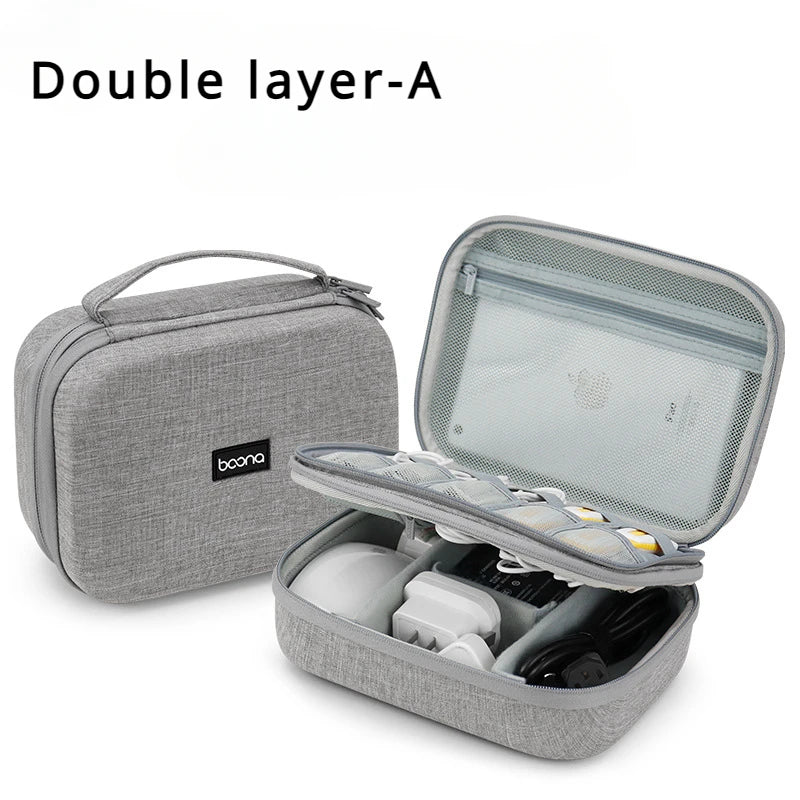 Travel Electronics Accessories Storage Bag Large Capacity Tablet Hard Data Cable Organizer Box Eva Hard Protective Case 