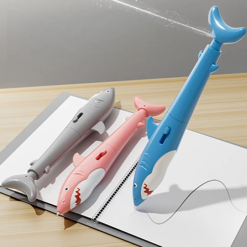 Novelty Shark Water Spray Ballpoint Pen Creative Water Gun Pen Student Writing Pens Toy Gifts Water Pistol Pen Stationery Supply