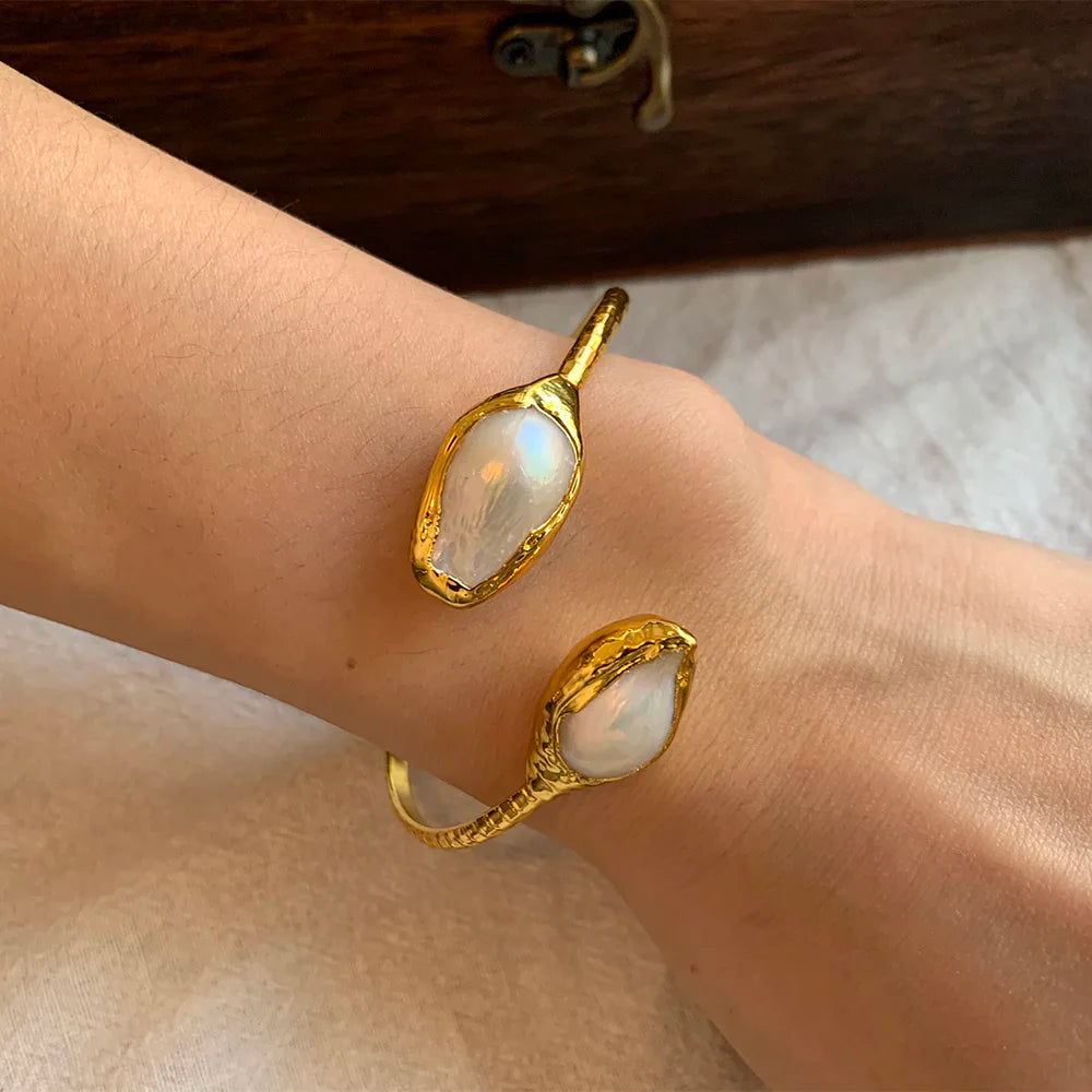 Trendy temperament Minimalism Irregular Baroque Pearl Bracelet for women's girl jewelry Accessories