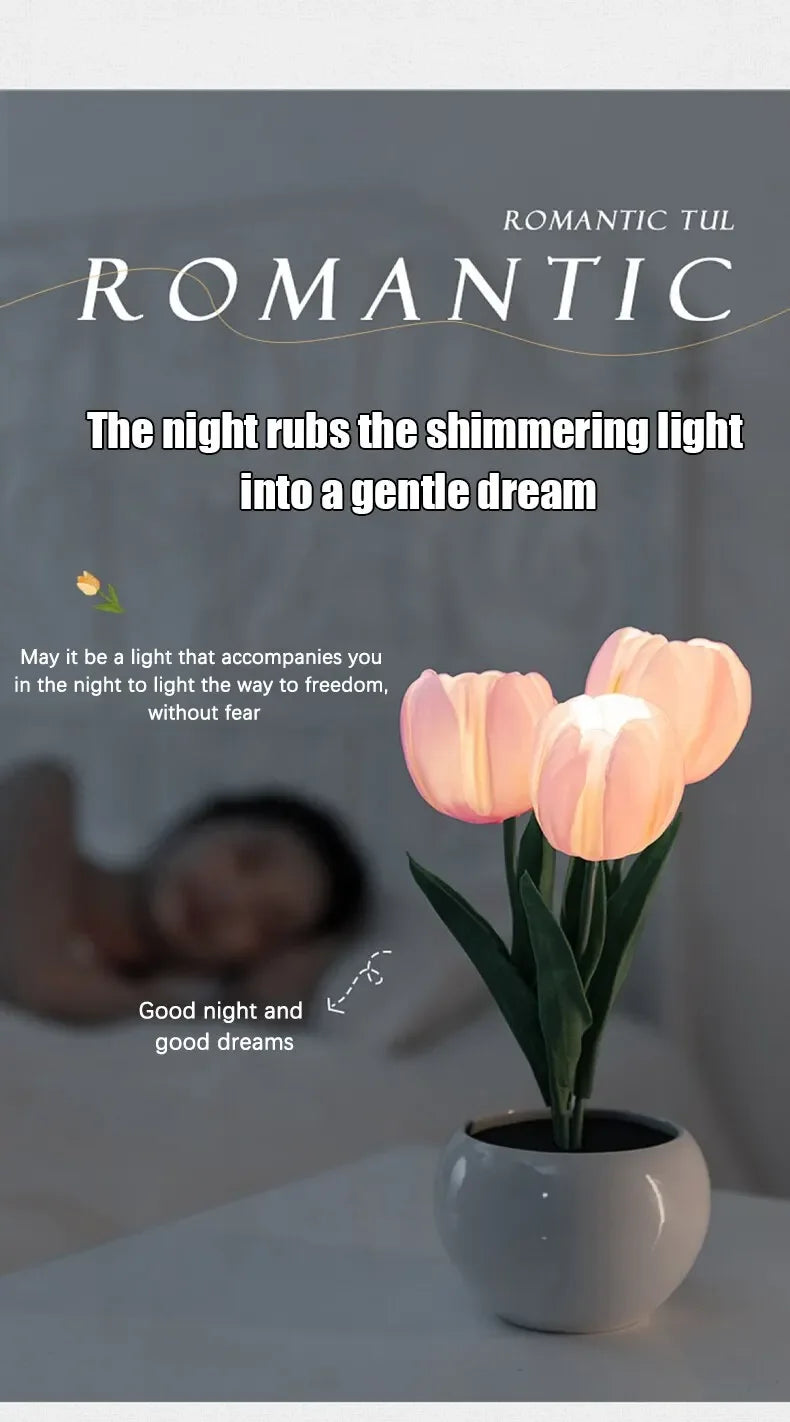Tulip Table Lamp LED Bedside Lamp Simulation Flower Bouquet Bedroom Bedside Romantic Atmosphere Birthday Gift Home Decoration (Free Shipping) 💝💖🌹 (Free Shipping) 💝💖🌹
