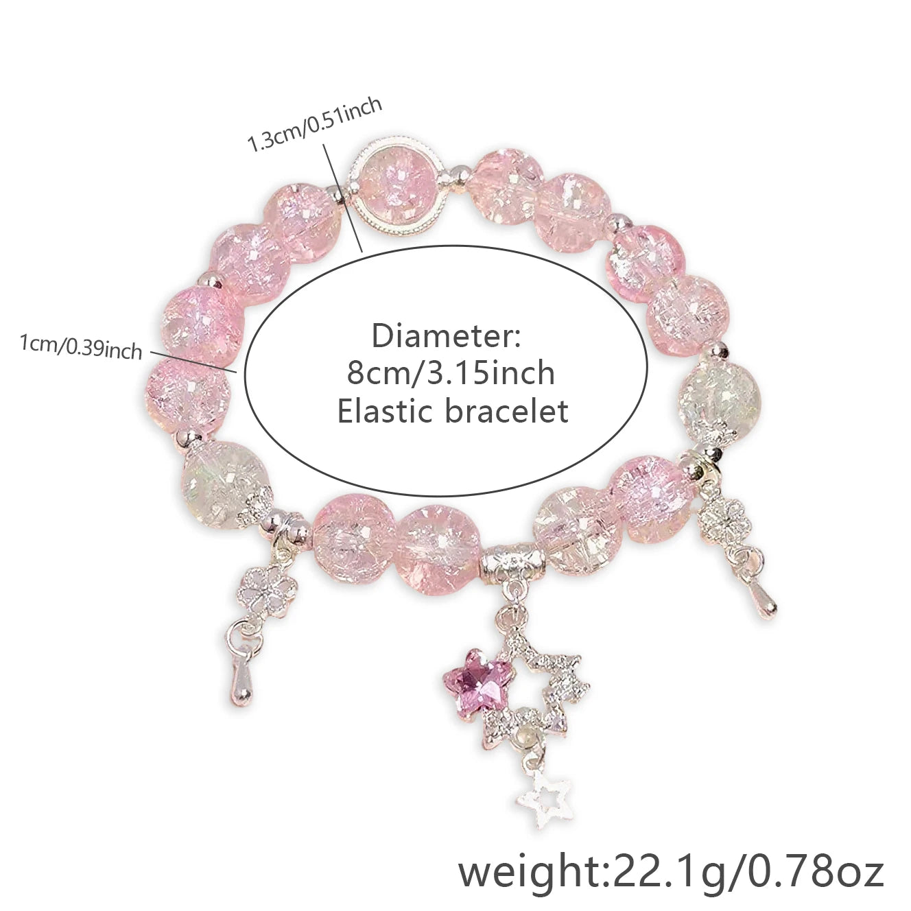 1 super fairy-like forest-style five-pointed star imitation crystal beaded stretchy bracelet, available in 3 colors, suitable fo