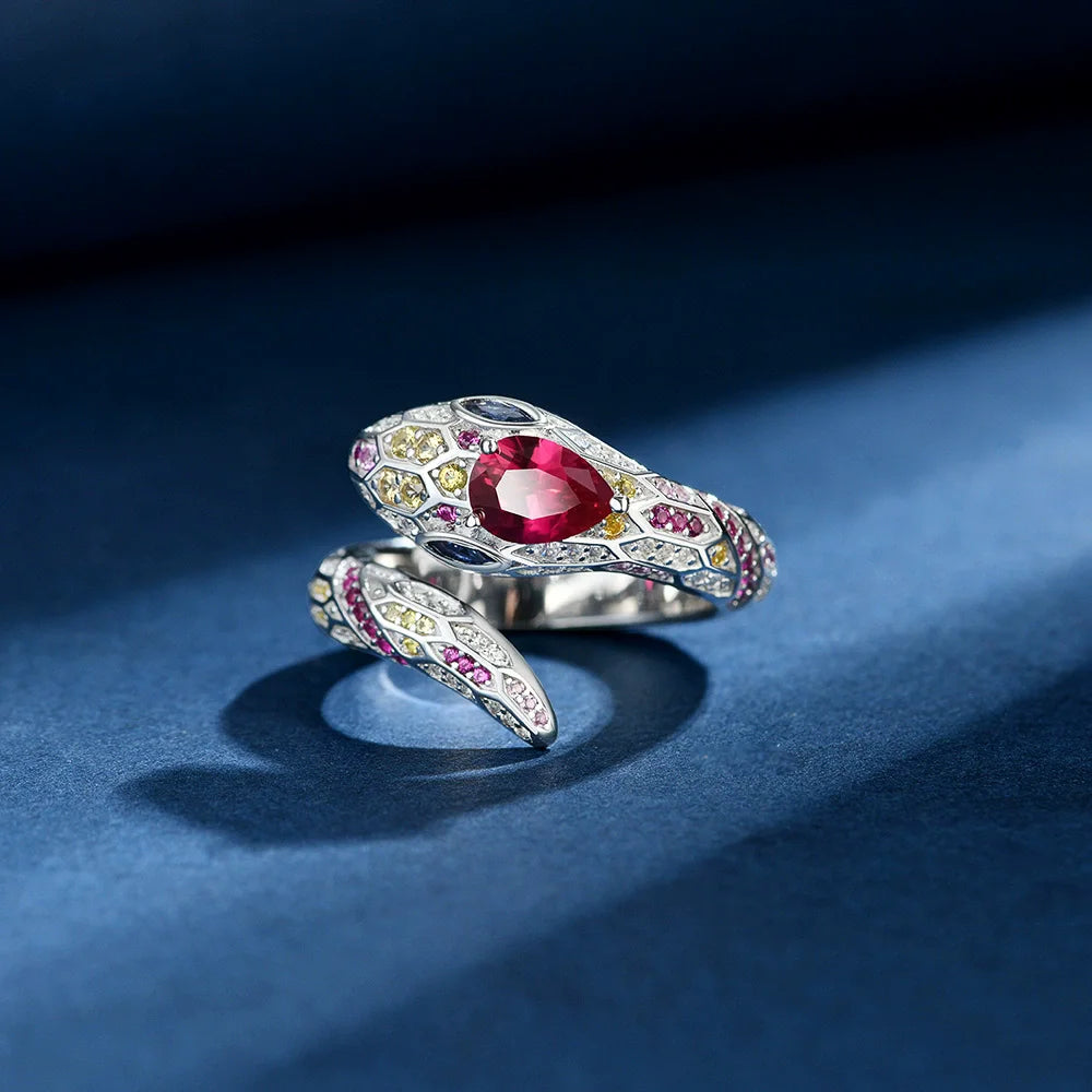 WUIHA Vintage 925 Sterling Silver 5 * 7 MM Lab Sapphire Ruby High Carbon Diamonds Gemstone Wedding Engagement Ring Fine Jewelry