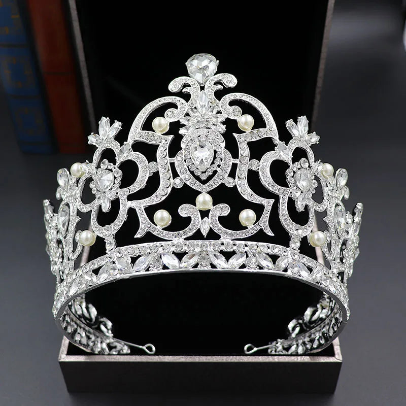 Wholesale Rhinestone Big Pageant Crown AB Colorful Crystal Tall Beauty Crown Diamond Preal King and Queen Tiaras