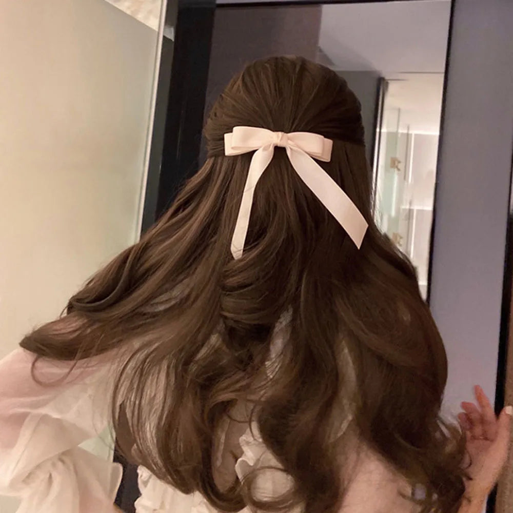 Fashion Fabric Hair Bow Hairpin for Women Girls Ribbon Hair Clips Black White Bow Top Clip Female Hair Accessories
