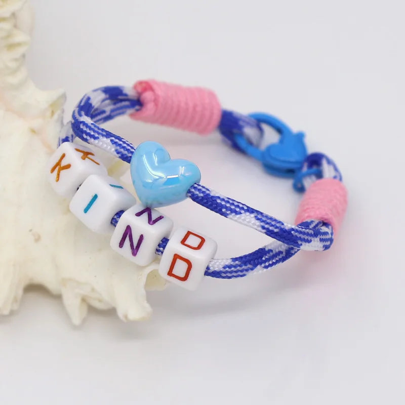 Women's Bracelet Trendy Accessories Letter LOVE Heart Buckle Beaded Colorful Rope Bohemian Bracelet Party Jewelry Wholesale