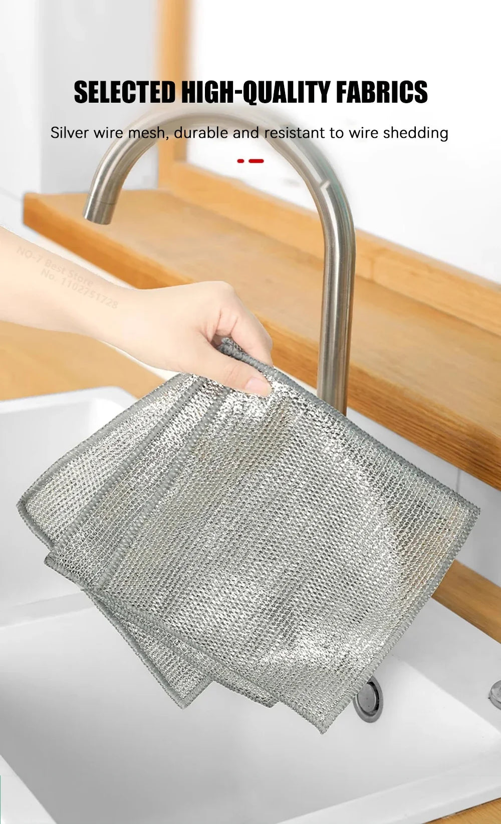 Magic Cleaning Cloth Multipurpose Wire Miracle Cleaning Cloth Innovative Dishwashing Net Hand Towel for Kitchen Dishwashing Grid