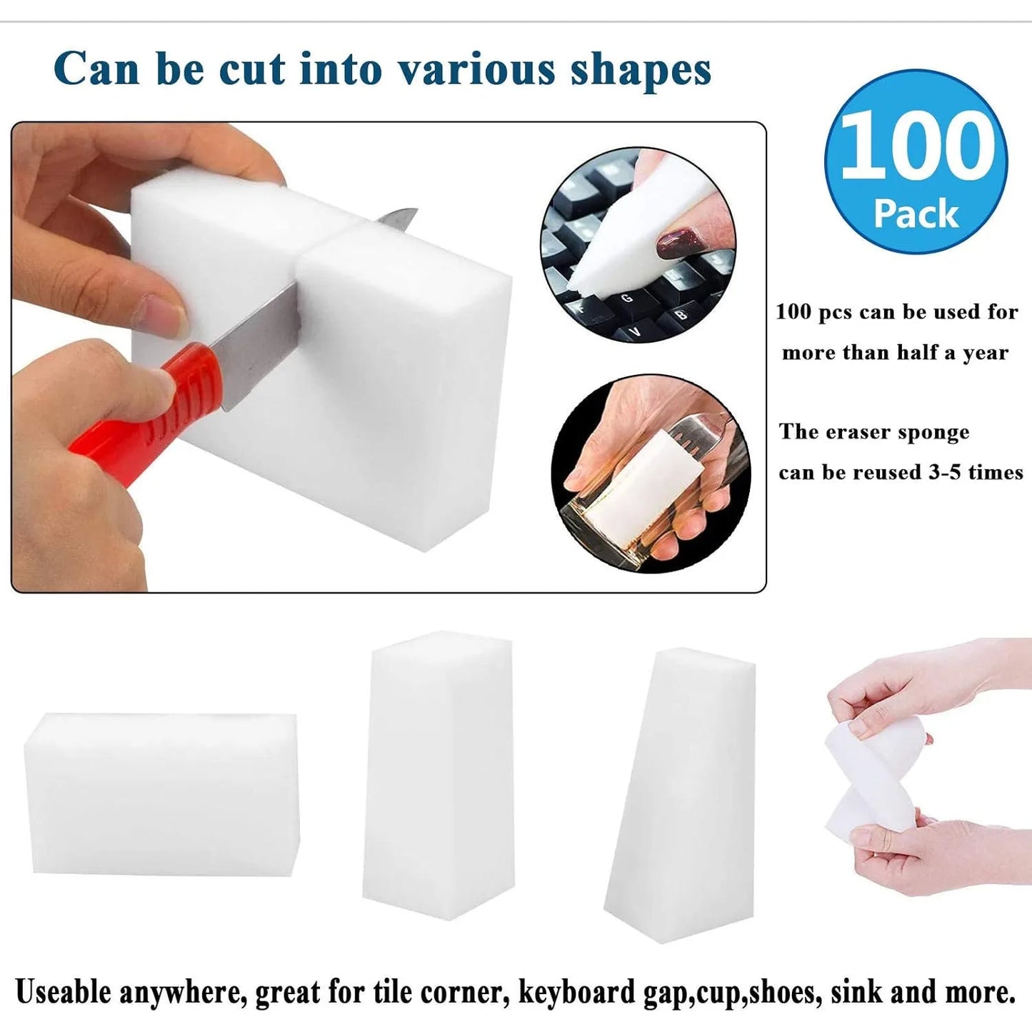 Magic Eraser, 100 pcs Heavy Duty Melamine Magic Eraser Sponge