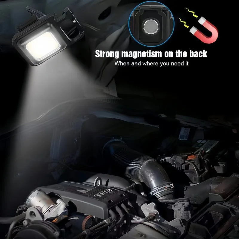 LED Working Light USB Rechargeable Mini Flashlight Portable Bright Keychain Pocket Clip Lantern Outdoor Hiking Fishing Camping