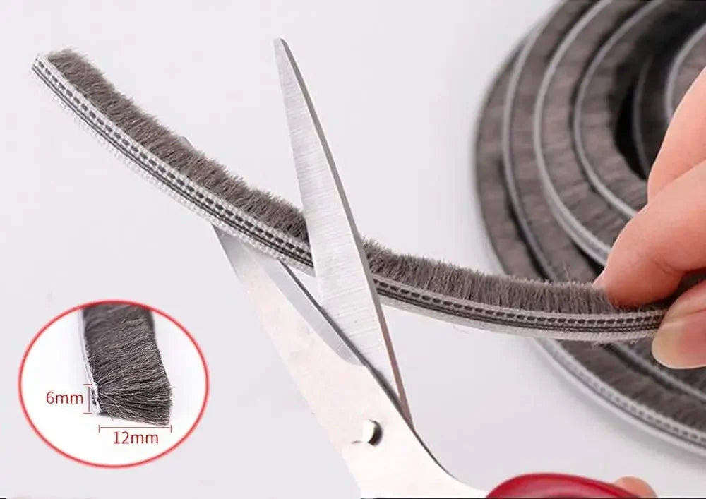 10M Aluminum Sliding Door Window Brush Seal Strip Weatherstrip Draught Excluder Dustproof Card Slot Sealing Tape Door Gasket