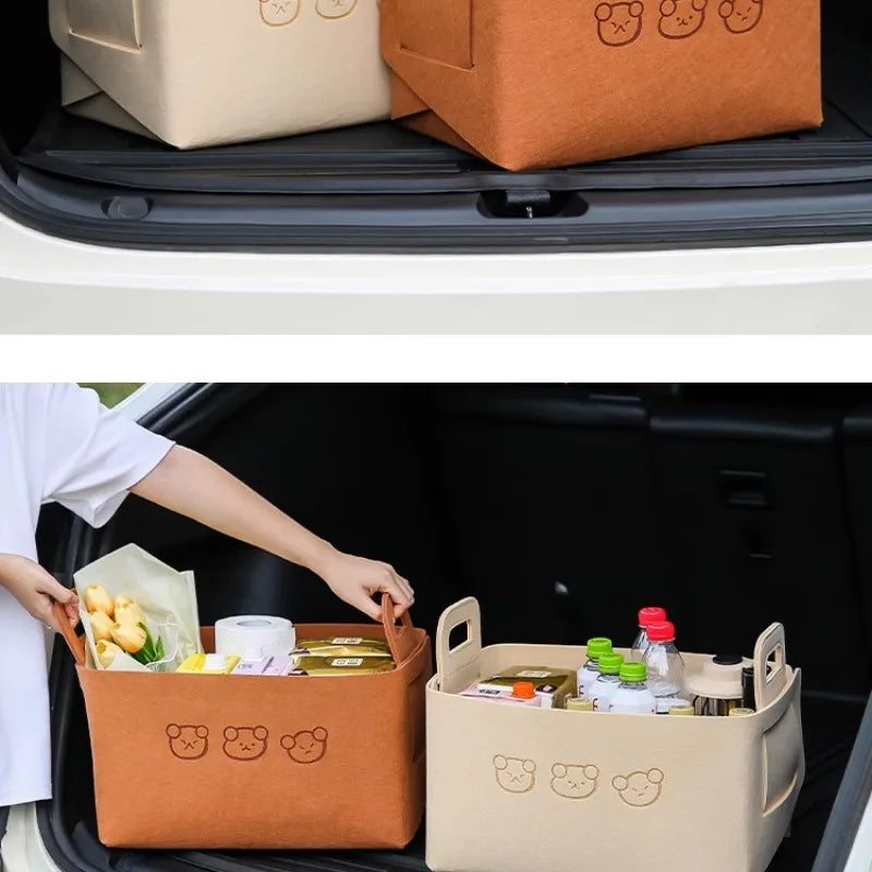 Foldable Car Storage Box Women's Cosmetic Storage Basket Desktop Storage Box Snacks Toys Storage Basket Dirty Clothes Basket