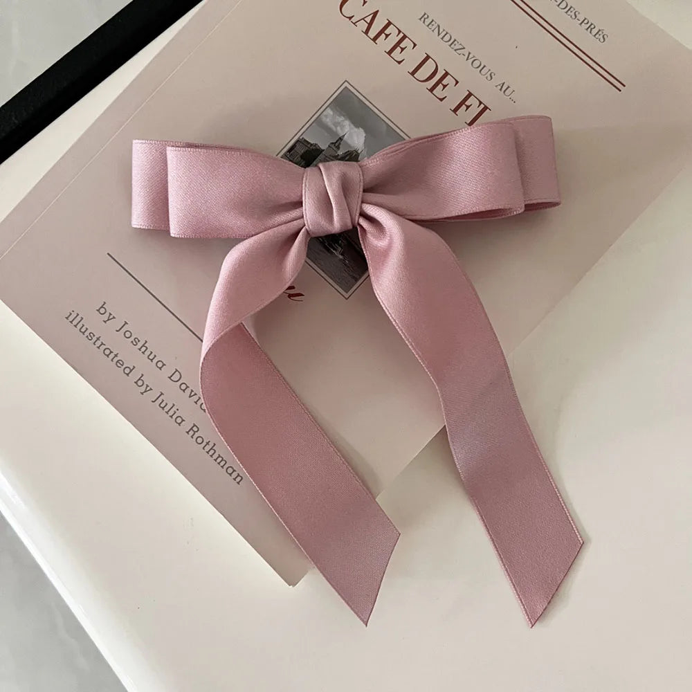 Fashion Fabric Hair Bow Hairpin for Women Girls Ribbon Hair Clips Black White Bow Top Clip Female Hair Accessories