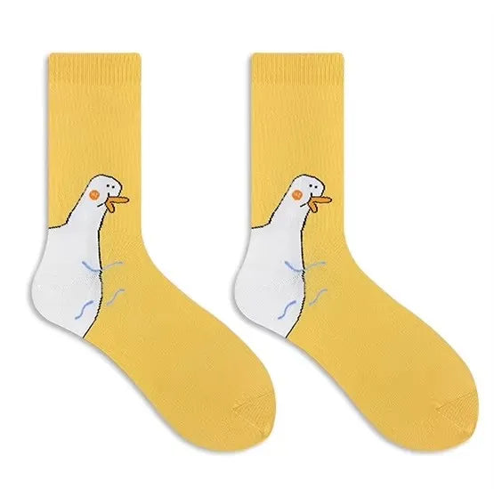 New Fahsion Funny Crazy Goose Head Sport Cotton Sock Creative Happy Animal Casual Socks Women Men Universal