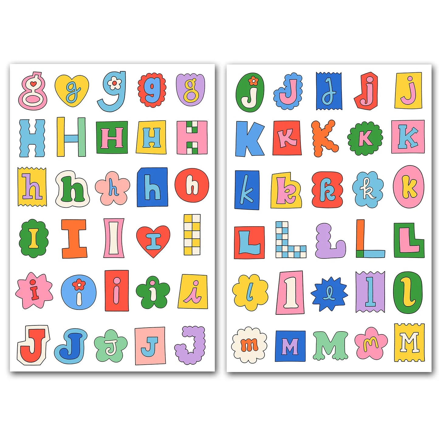 8 Sheets Alphabet Symbols Label Sticker,Color Letter Diary Collage Material Stickers Decorative Sticker