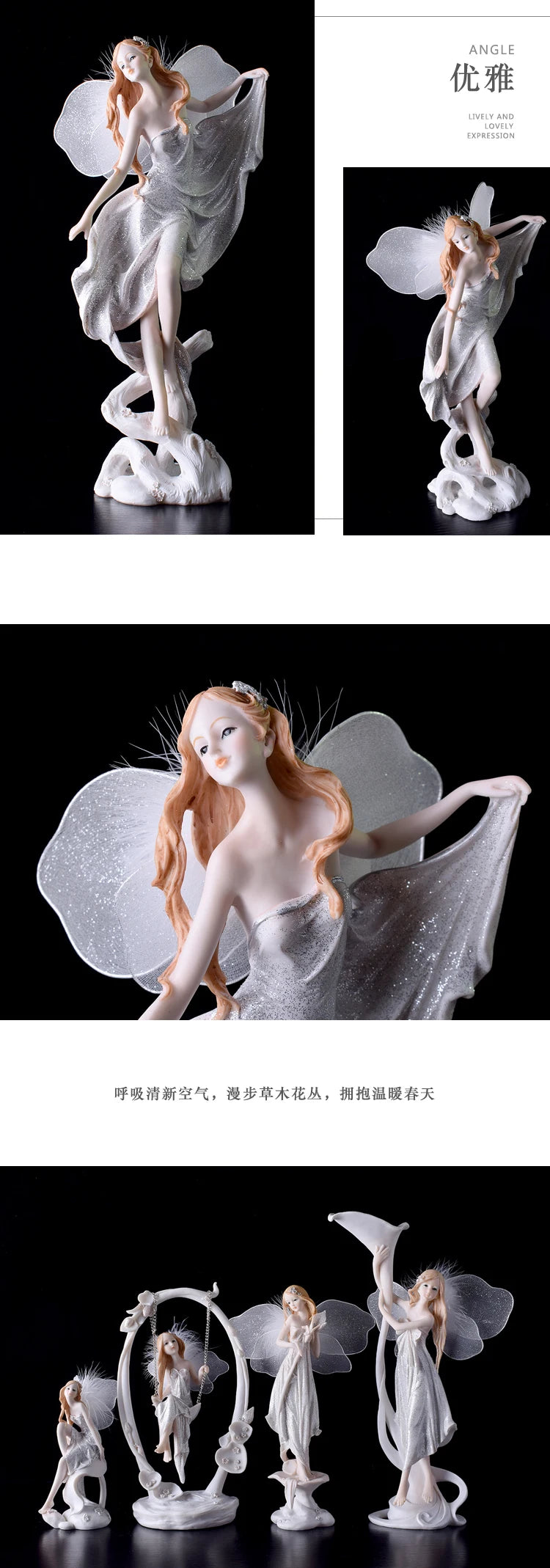 Fairy Beauty Angel Ornaments Resin Doll Cute Girl Wedding Gift Decorative Home Accessories Things For Room Decoration