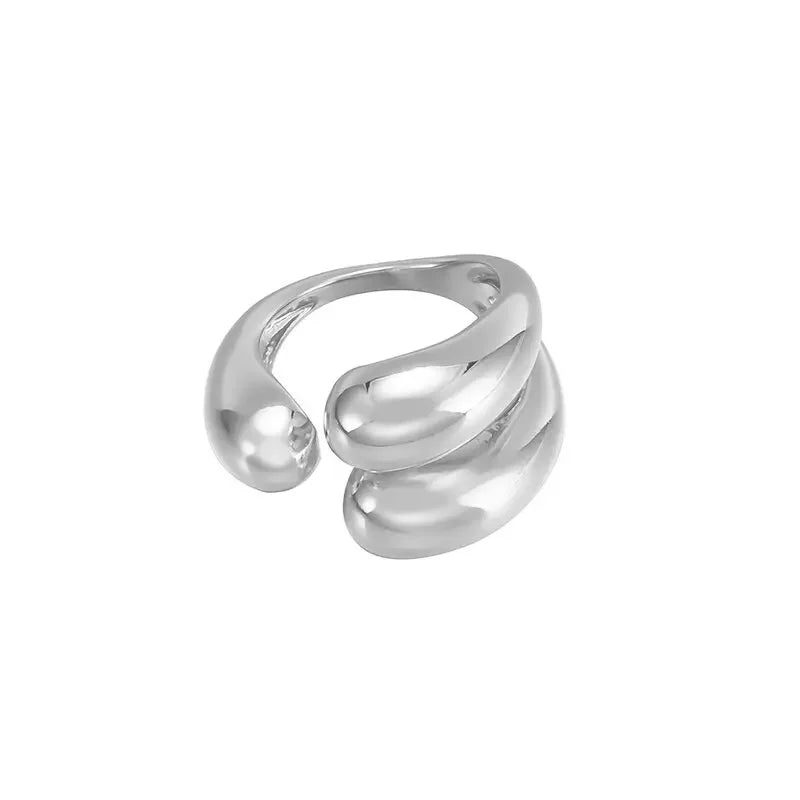 Stainless Steel Angel Wing Ring Open Adjustable Feather Ring for Men Women Couple Fashion Jewelry Anniversary Gift