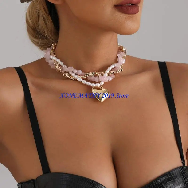 F42F Stylish Beads Necklace Elegant Neck Chain Multilayer Necklace Women Fashion Accessories Suitable for Fashionable Ladies